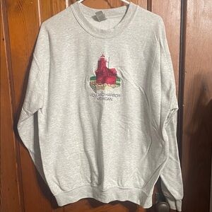 Gildan Gray Crewneck Sweater with Holland Harbor Design